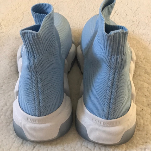Balenciaga | Light Blue and White Speed Knit Sock Trainer Sneakers Size 8 - Picture 7 of 14